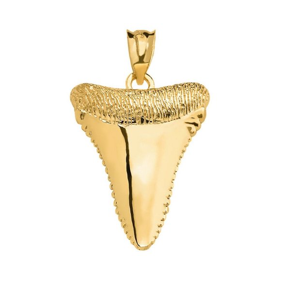 10k Solid Gold Shark Tooth Pendant Cham